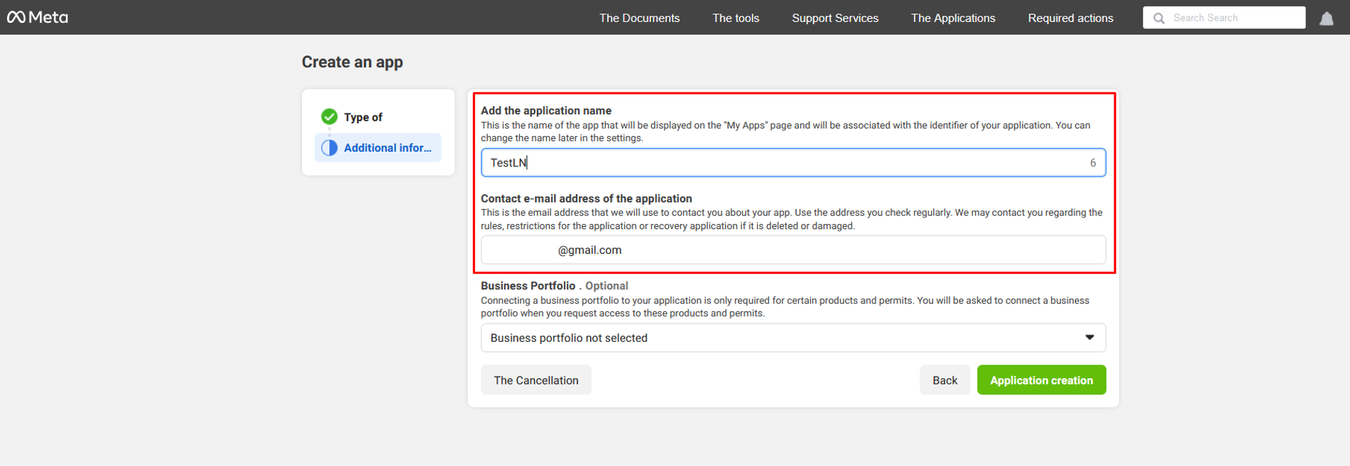 Application creation