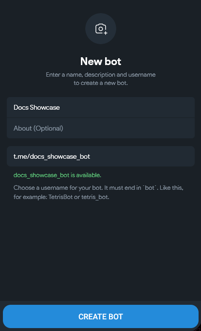 BotFather new bot flow