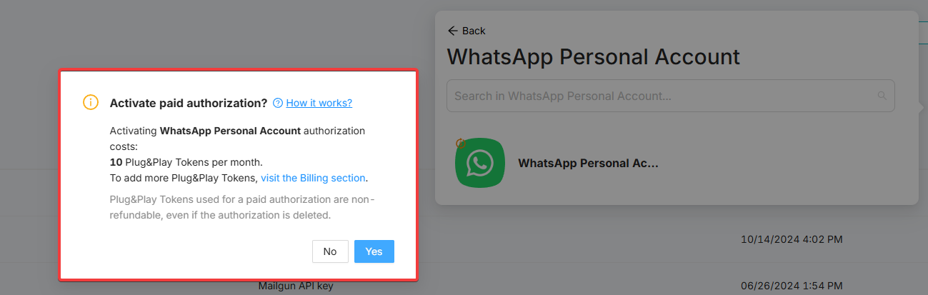 Authorization warning