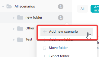 Add scenario in folder menu