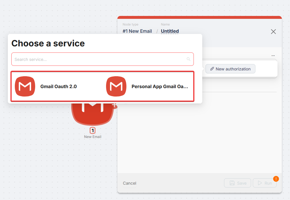 Gmail connection types