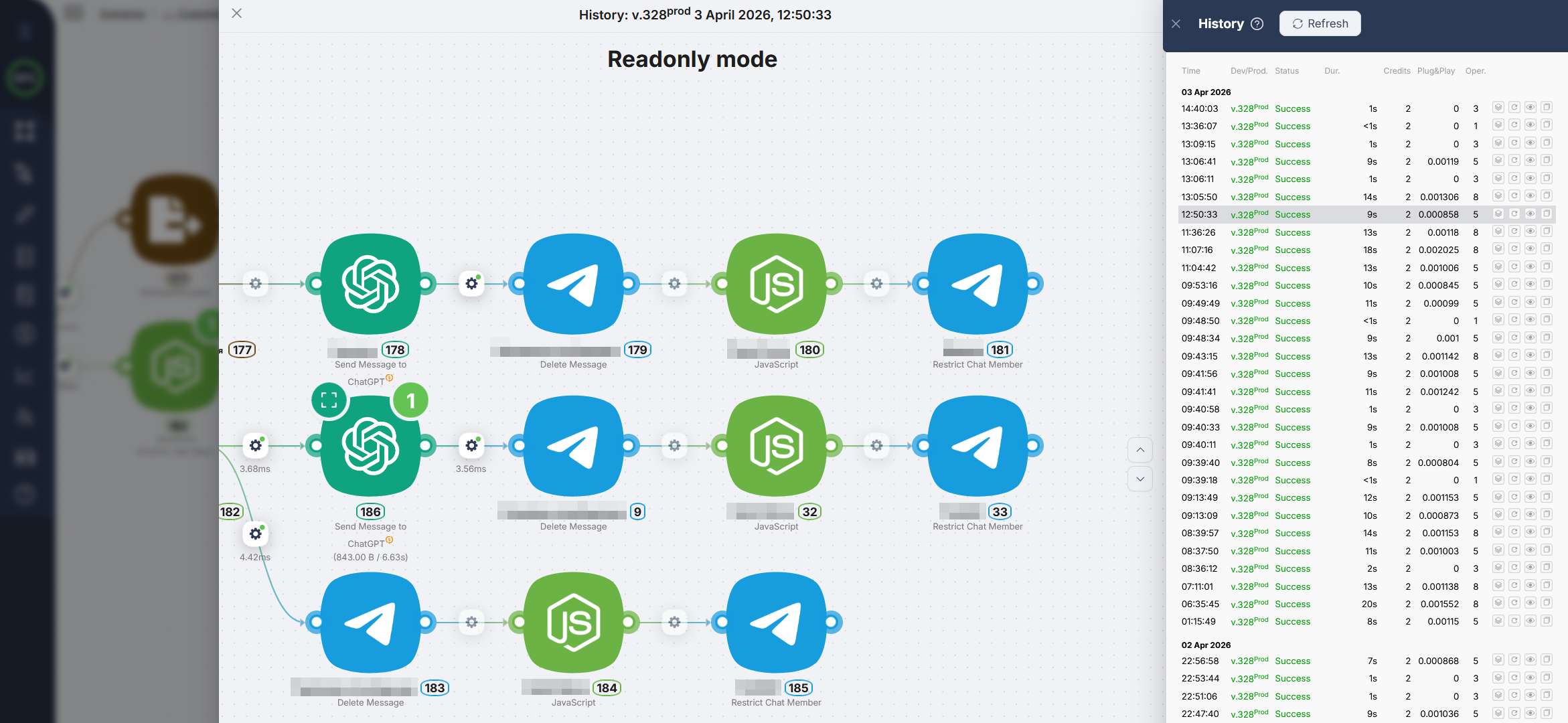Scenario canvas in Readonly mode