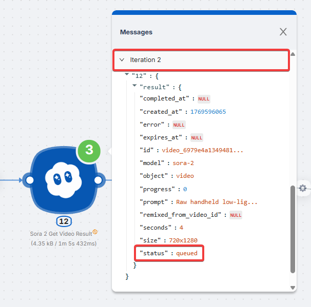 Iteration 2 showing queued status