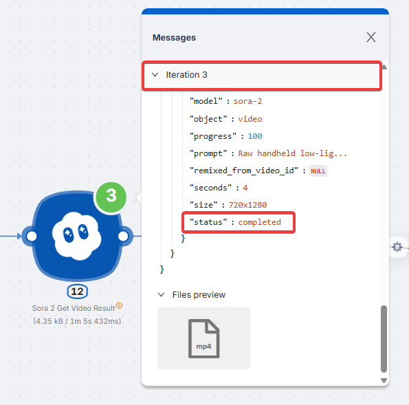 Iteration 3 showing completed status
