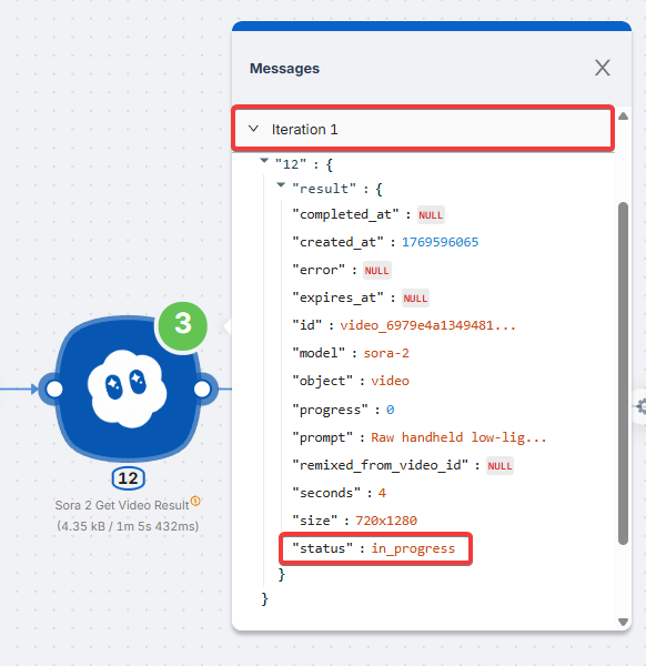 Iteration 1 showing in_progress status
