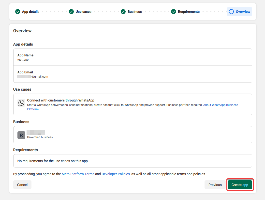 Meta for Developers — step 6