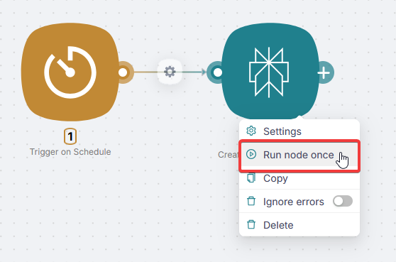 Right-click on Perplexity AI: Run Node Once in the context menu