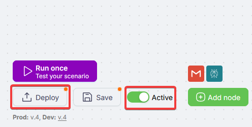 Editor footer: active toggle and Deploy