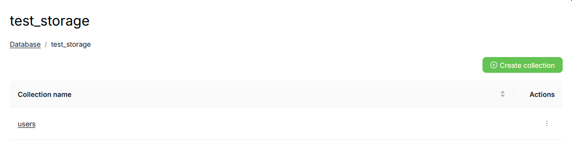 Collection created and visible in the list