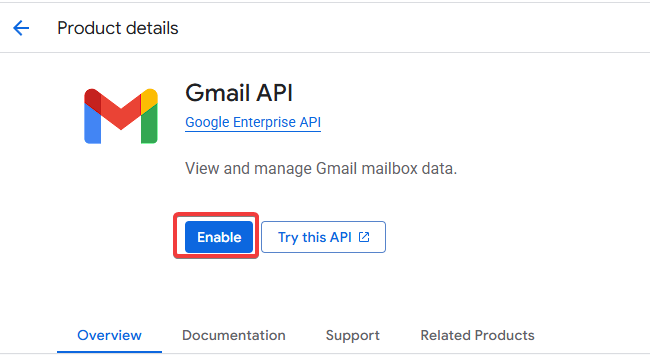Enable button for the selected API
