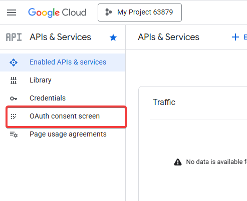 OAuth consent screen item in the left menu
