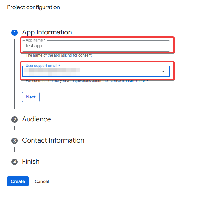 App name field in OAuth consent screen setup