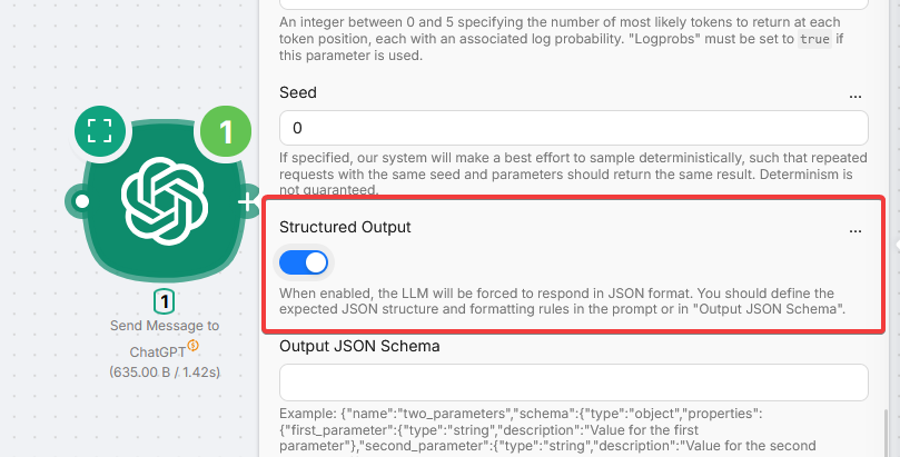 Structured Output toggle