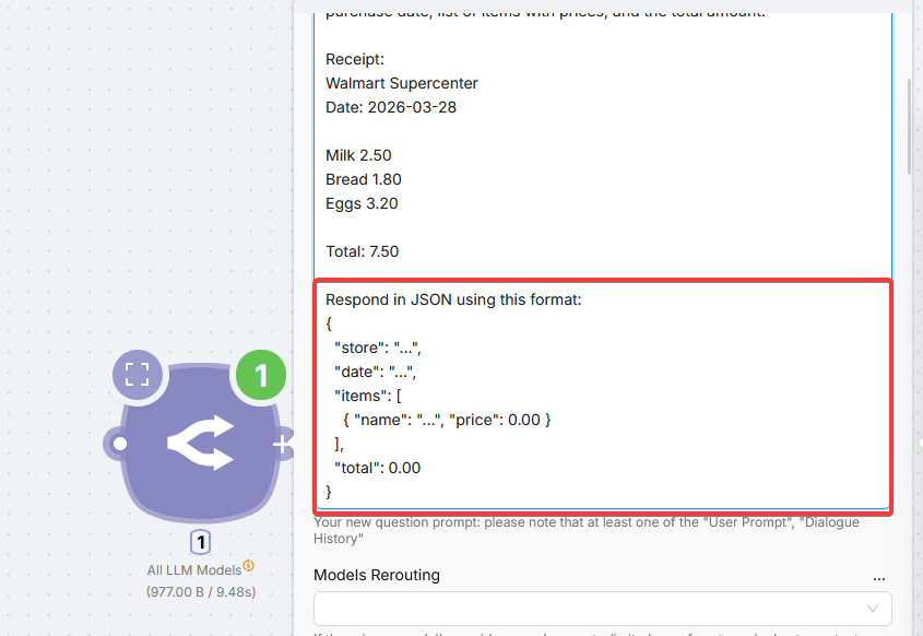 Structured Output toggle