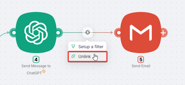 Route context menu with the delete option