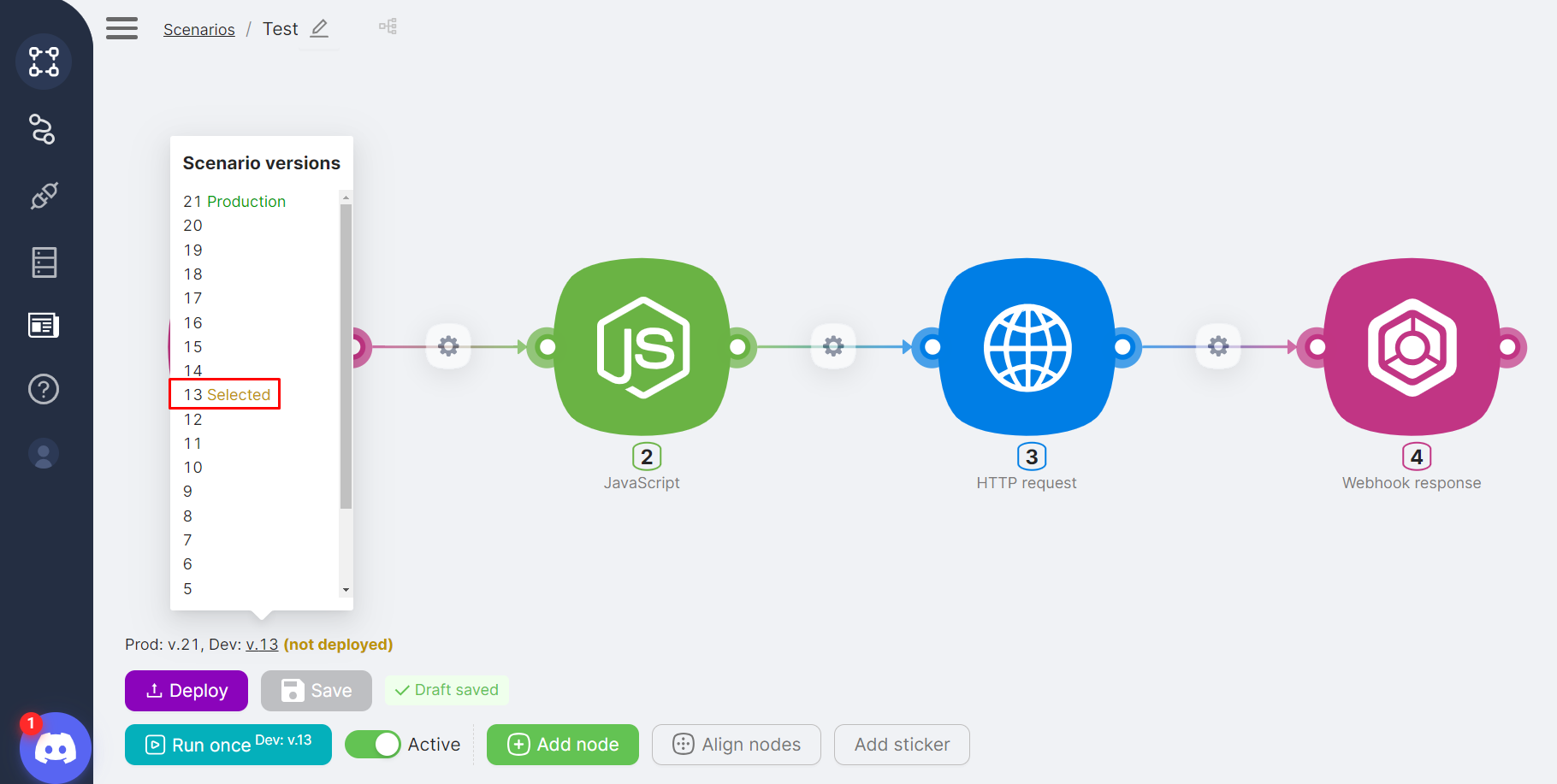 Select previous version